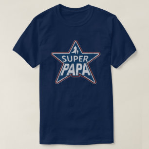 T-shirt Super Papa Rouge Blanc et Bleu