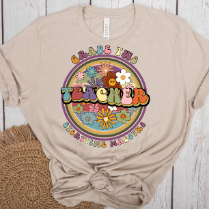T-shirt Super Retro Floral Daisy Grade Two Nom de l'enseig