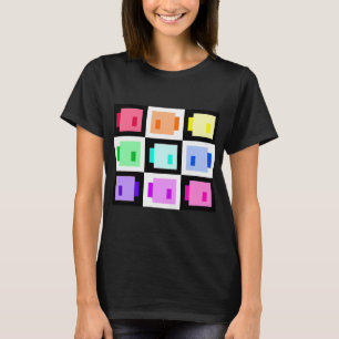 T-shirt Super Simple Pixel Fishies, Arc-en-ciel