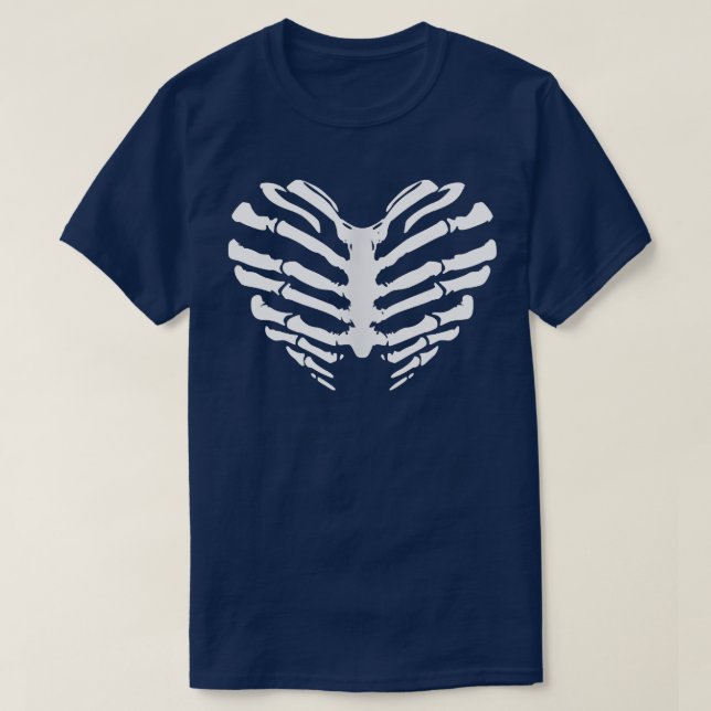 T-shirt Super Skeleton Heart Mens & Womens 5 Colonnes  (Design devant)