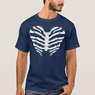 T-shirt Super Skeleton Heart Mens & Womens 5 Colonnes 