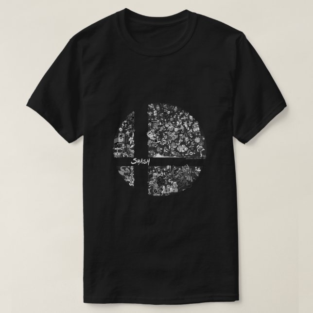 T-shirt Super Smash Bros. Classic Ultimate (Niveaux de gri (Design devant)