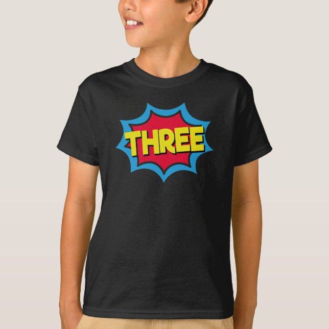 T-shirt Super TROIS anniversaire - Superhero de 3e anniver (Devant)