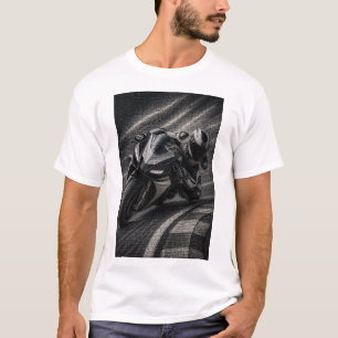 T-shirt Superbike de course en art mosaïque monochrome