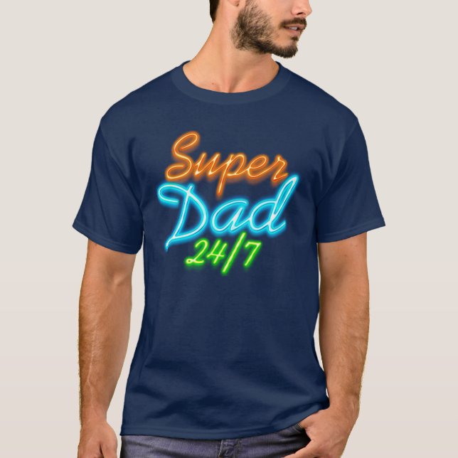 T-shirt Superdad 24-7 Neon Fluo SUPER DAD (Devant)