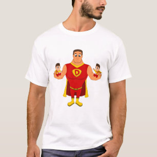 T-shirt Superdad avec jumeaux - dessin animé