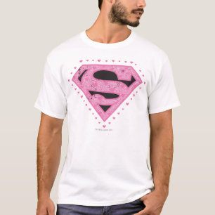 T-shirt Supergirl a affligé le noir et le rose de logo