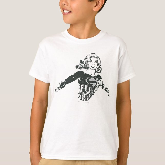 T-shirt Supergirl noir et blanc dessin 1 (Devant)