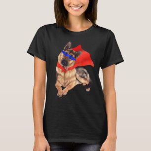 T-shirt Superhero Berger Allemand Chien En Masque Et Cap