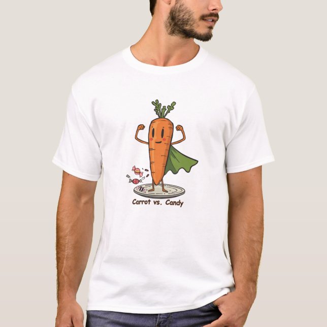 T-shirt Superhero Carrot Vs Candy Fun (Devant)