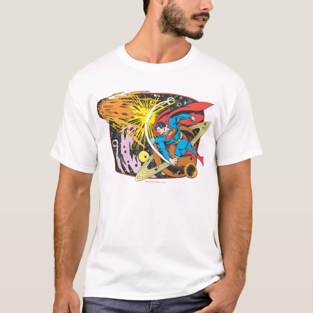 T-shirt Superman dans l'espace (Devant)