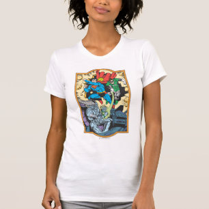 T-shirt Superman & Green Lantern Combat Brainiac