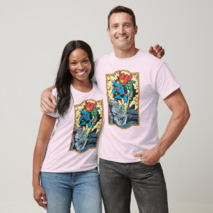 T-shirt Superman & Green Lantern Combat Brainiac