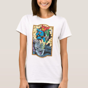 T-shirt Superman & Green Lantern Combat Brainiac