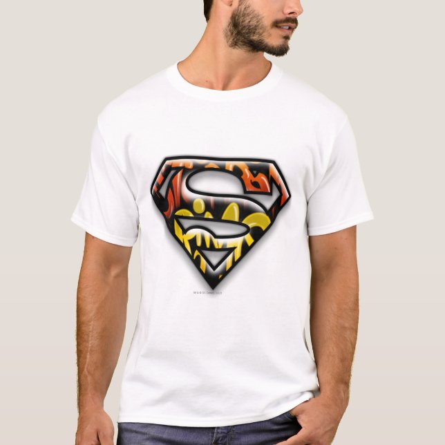 T-shirt Superman S-Shield | Logo de graffiti en noir (Devant)