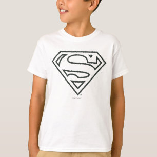 T-shirt Superman S-Shield   Logo Grunge Black Outline