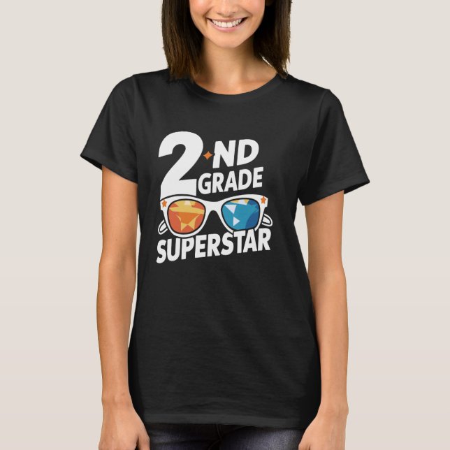 T-shirt Superstar De 2E Année Retour À L'École Deuxième An (Devant)