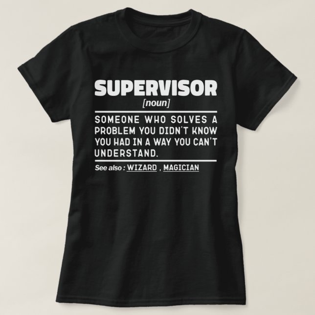 T-shirt Superviseur Noun Définition Gérer papa Sarcasme (Design devant)