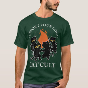 T-shirt Support de votre culte de chat local Occult Black 
