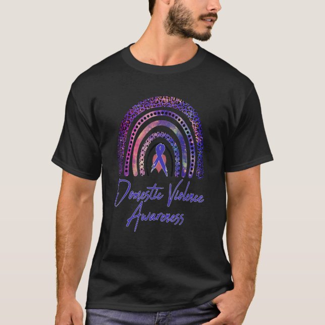 T-shirt Support Domestic Violence Awareness Rainbow Blue R (Devant)