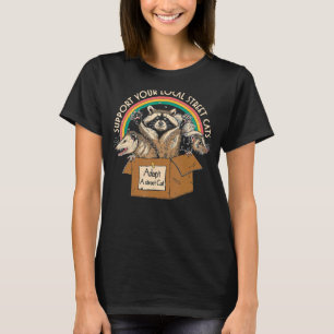 T-shirt Support Local Street Cats Boîte Vintage Raccoon Op