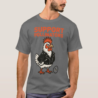 T-shirt Support Polinators Cool Rooster in Leather Jacket