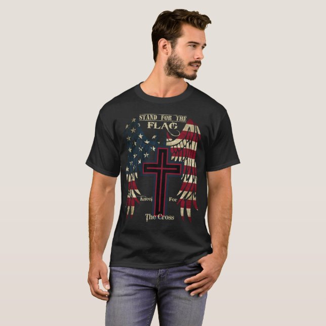 T-shirt Support pour le drapeau, agenouillement pour la (Devant entier)