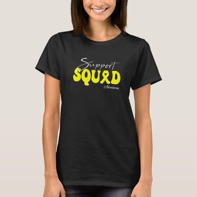 T-shirt Support Squad Adenosarcoma Awareness Yellow Ribbon (Devant)