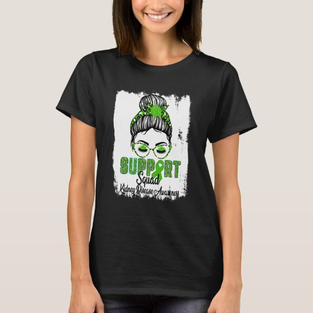 T-shirt Support Squad Kidney Disease Awareness Green (Devant)