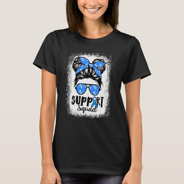 T-shirt Support Squad Messy Bun Blue Warrior Diabetes Awar (Devant)