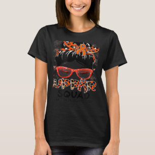 T-shirt Support Squad Messy Bun Butterfly Orange Ribbon Le