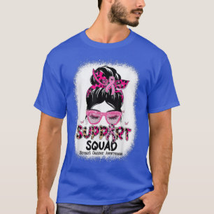 T-shirt Support Squad Messy Bun Butterfly Pink Ribbon Brea