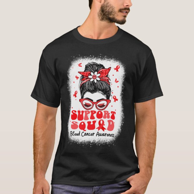 T-shirt Support Squad Messy Bun Butterfly Red Ribbon Blood (Devant)