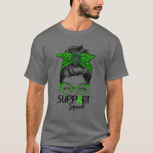 T-shirt Support Squad Messy Bun Leopard Kidney Disease Awa