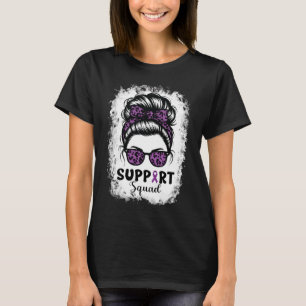 T-shirt Support Squad Messy Bun Purple Warrier
