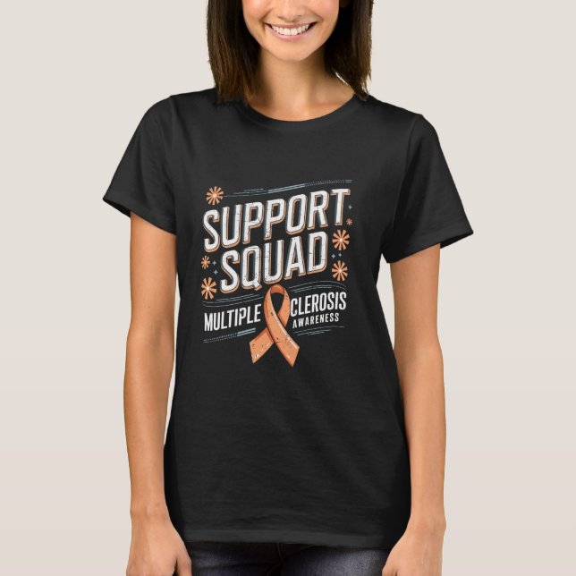 T-shirt Support Squad Orange Ribbon Multiple Sclerosis Awa (Devant)