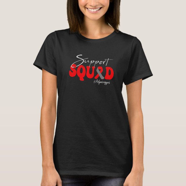 T-shirt Support Squad Polymicrogyria Awareness Red & Gray  (Devant)