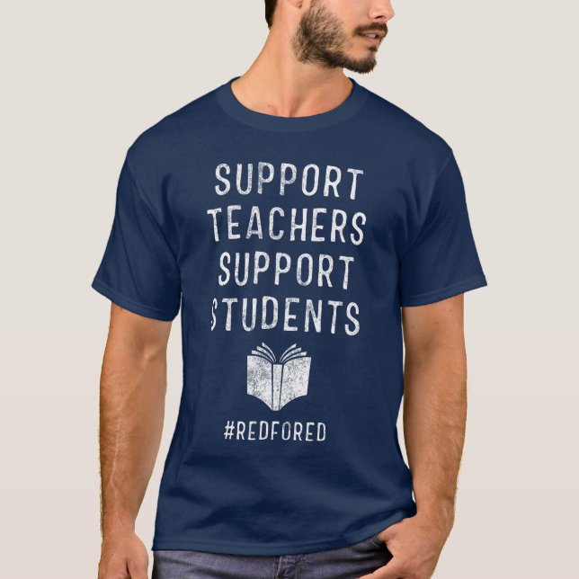 T-shirt Support Teachers Support Students Red For Ed (Devant)