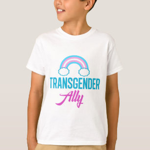 T-shirt Support Transgenre Ally Bleu Rose Blanc Arc-en-cie