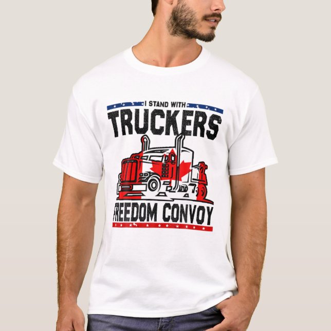 T-shirt Support Trucker Je Me Trouve Avec Truckers Freedom (Devant)