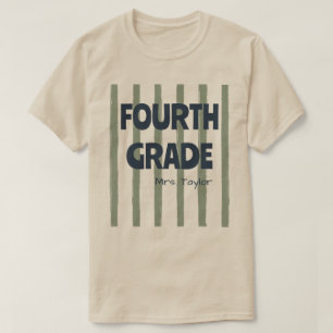 T-shirt Sur mesure 4e année rayures nom de l'enseignant Sa
