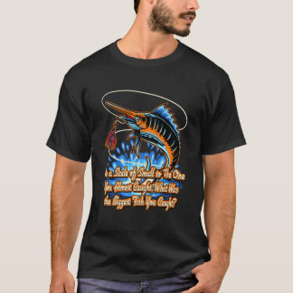 T-shirt Sur une échelle de petit au lagon de pêche des lac