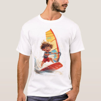 T-shirt Surf Aventure Dessin d'un enfant heureux