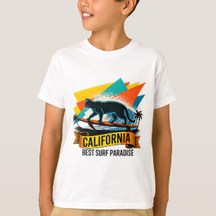 T-shirt Surf de chat d'été - Garçons Rétro Californie
