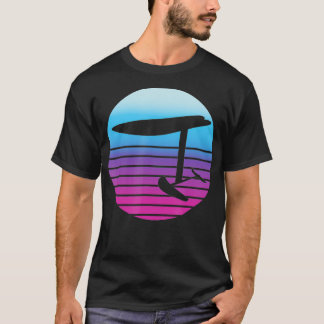 T-shirt surf de coucher de soleil rétro hydrofoil électriq