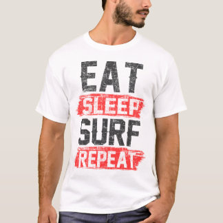 T-shirt surf de sommeil manger répéter