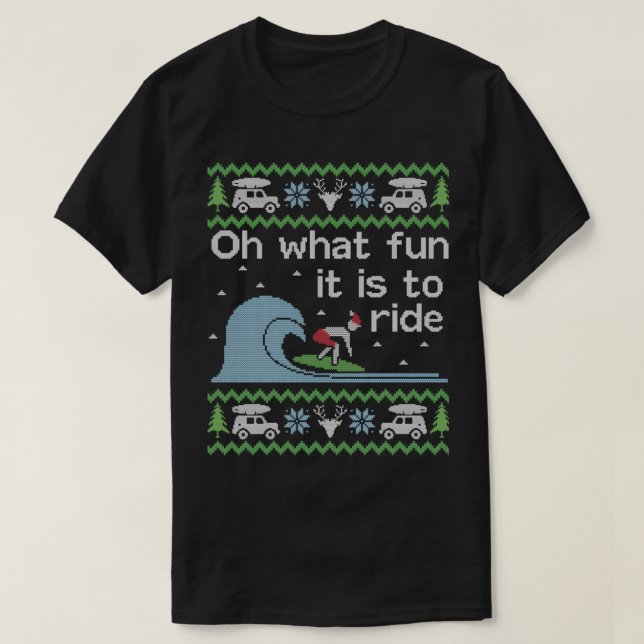 T-shirt Surf de surf de Noël moche (Design devant)