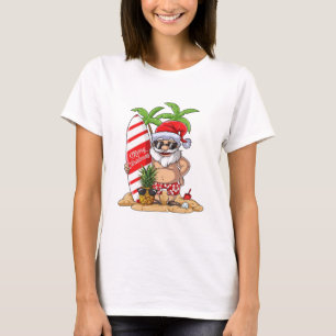 T-shirt Surf d'été de Noël de Père Noël Hawaï de surf