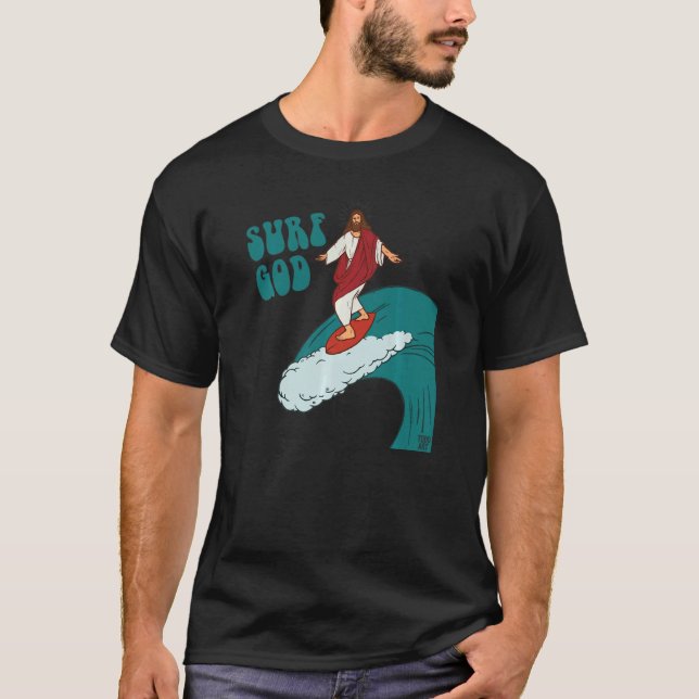 T-shirt Surf Dieu Jésus Surf Vagues Cool Surfer (Devant)