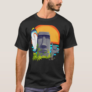T-shirt Surf Île de Pâques Rapa Nui Moai Statue Shaka S